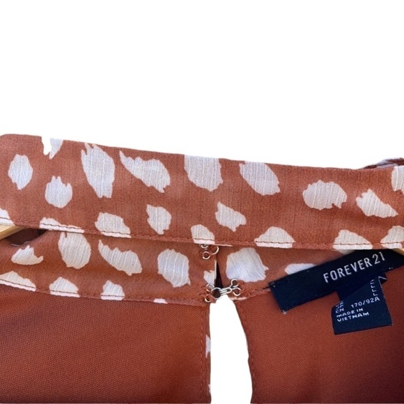 Forever 21 women's large burning orange and cream bodysuit blouse - Picture 7 of 7